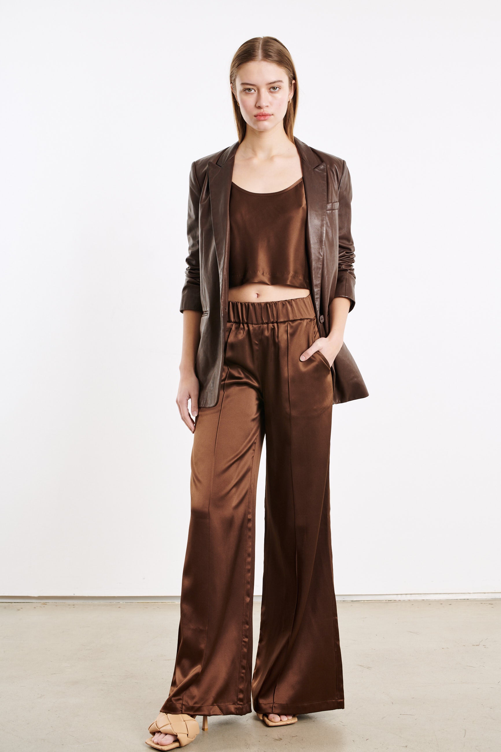 Dark Chocolate Silk Cropped Cami