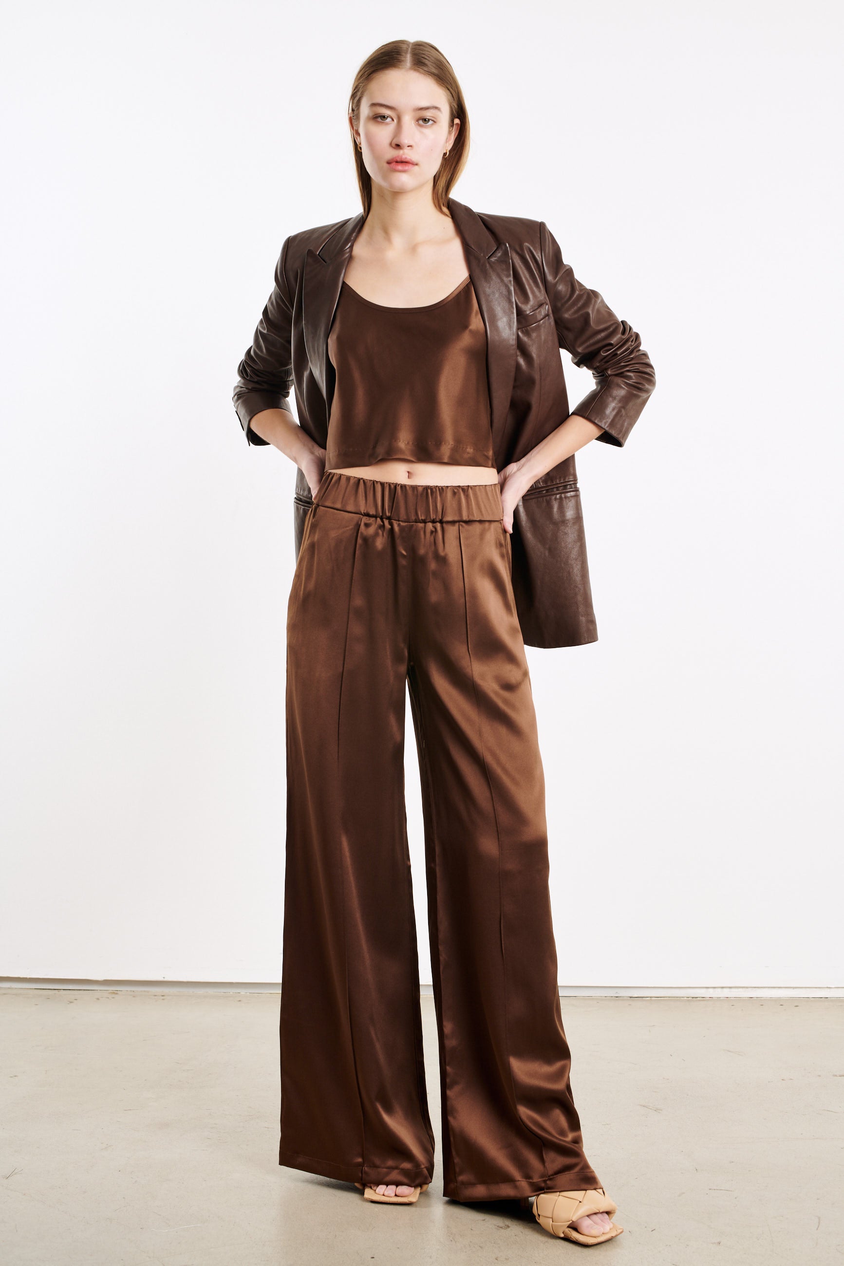 Dark Chocolate Silk Cropped Cami