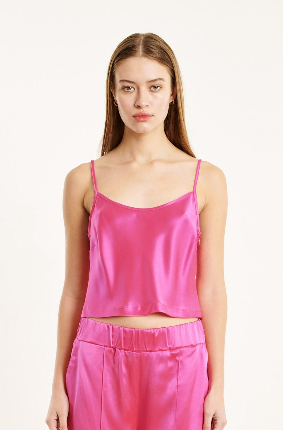 Fuchsia Silk Cropped Cami