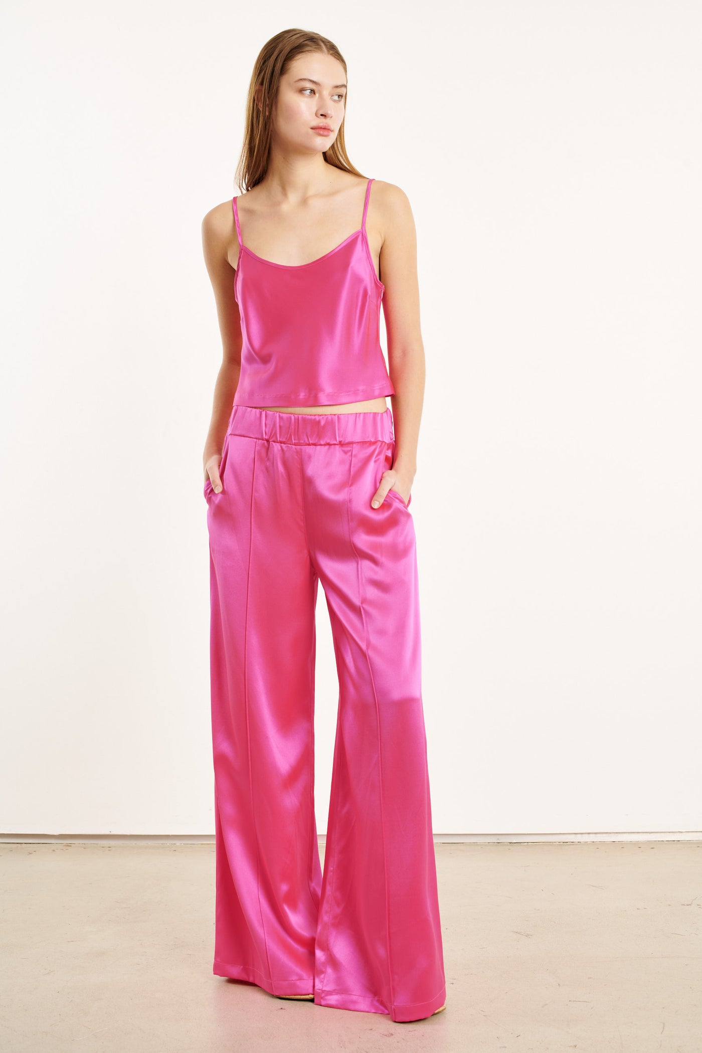Fuchsia Silk Cropped Cami