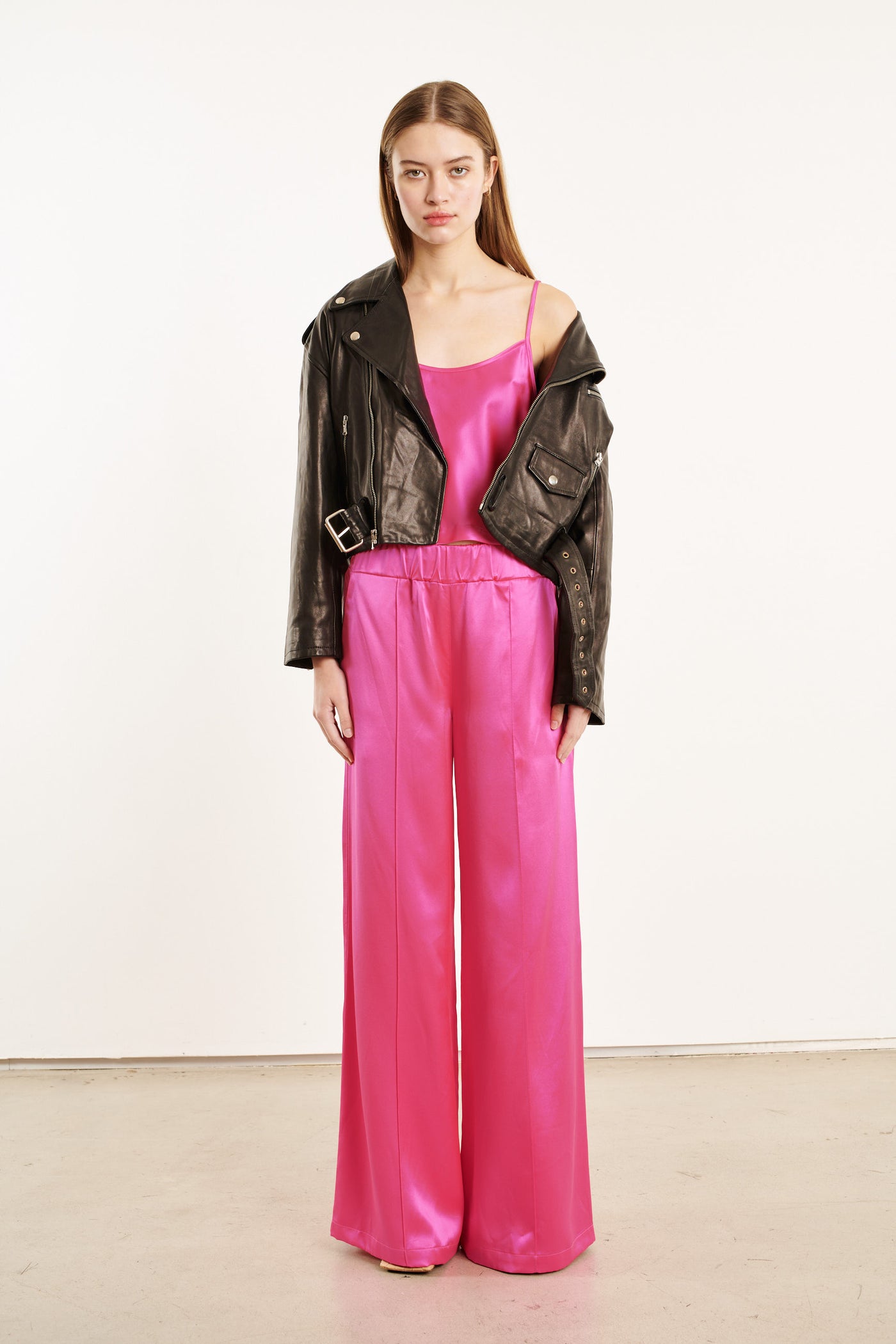 Fuchsia Silk Cropped Cami