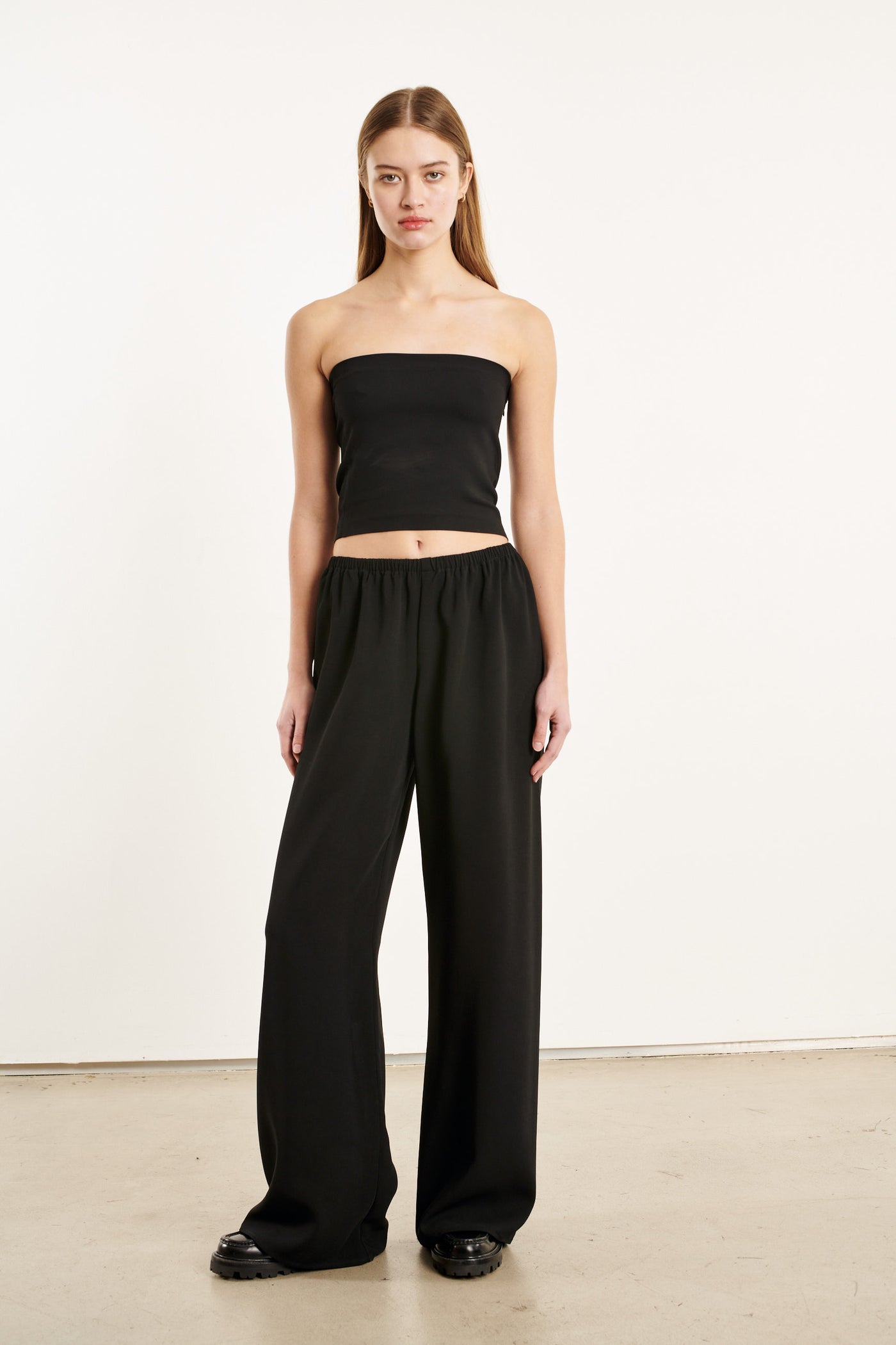 Black Crepe Pull On Pants
