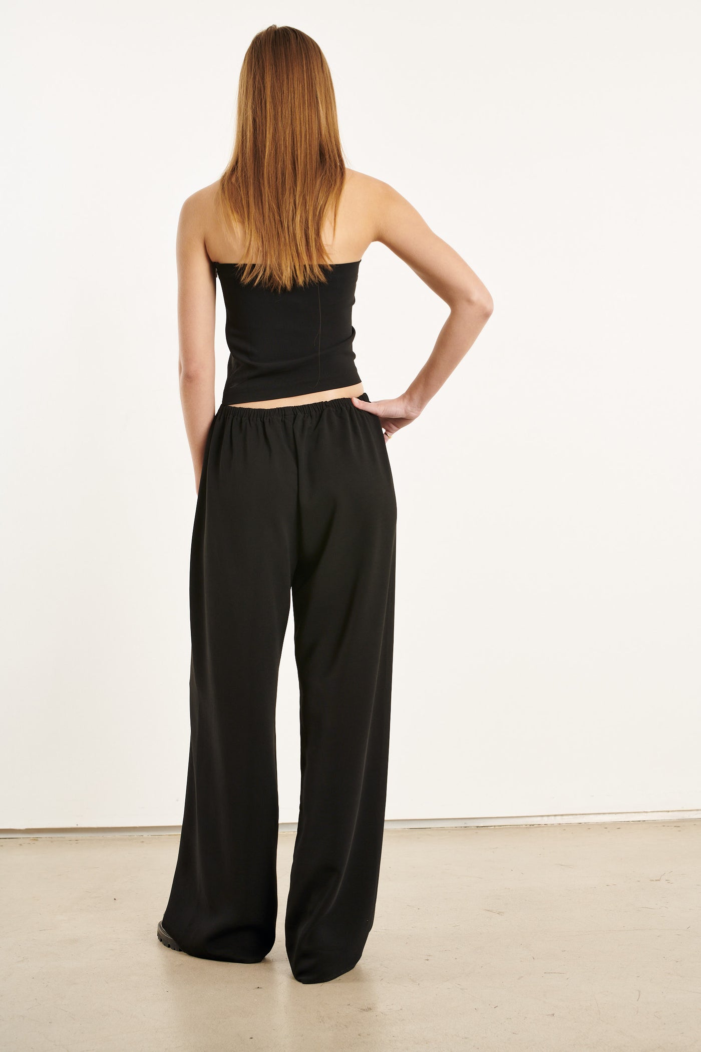 Black Crepe Pull On Pants