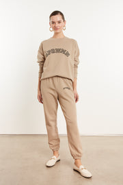 Khaki Cotton College Logo Sweatpants