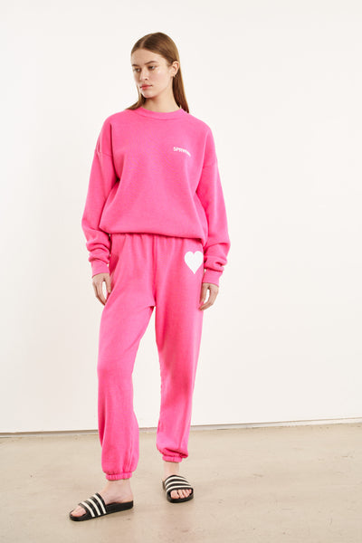 Hot Pink Fleece Tiny Logo Sweatshirt