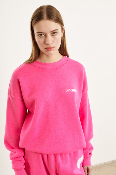 Hot Pink Fleece Tiny Logo Sweatshirt