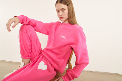 Hot Pink Fleece Tiny Logo Sweatshirt