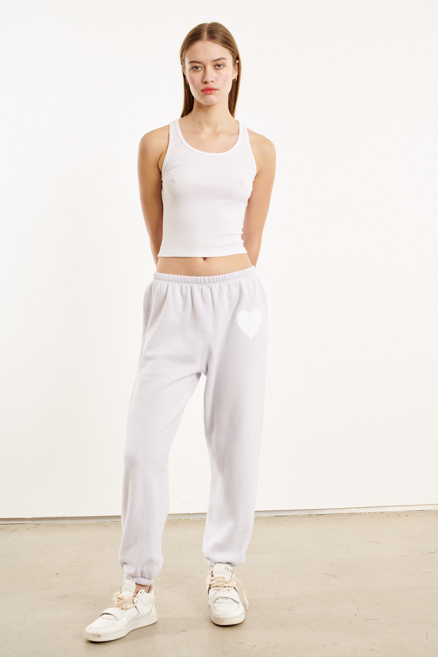 Lilac Fleece Heart Sweatpants