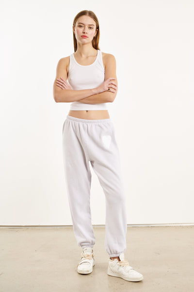 Lilac Fleece Heart Sweatpants