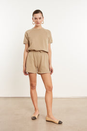 Khaki Cotton Raglan Sweatshorts