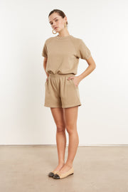 Khaki Cotton Raglan Sweatshorts