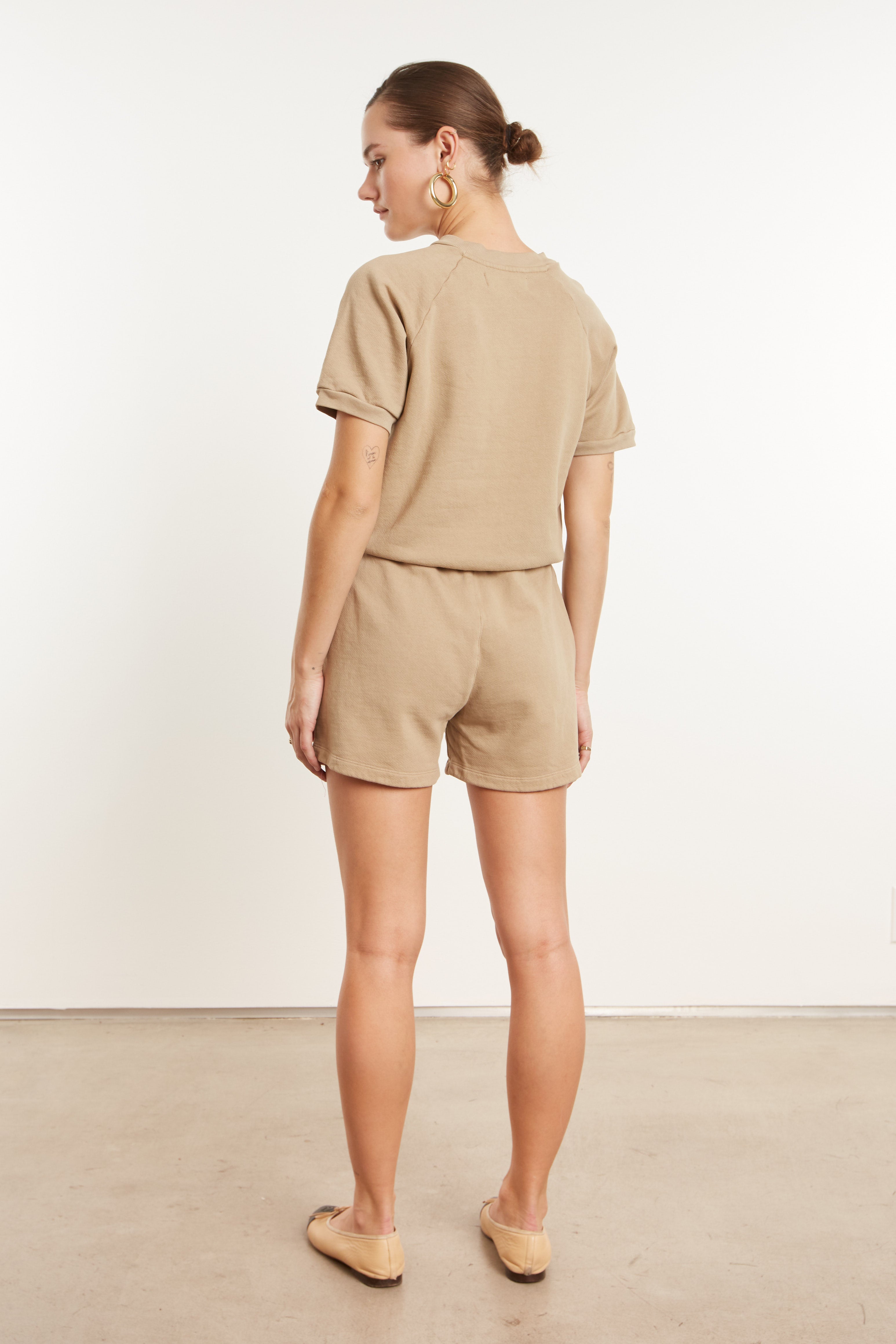 Khaki Cotton Raglan Sweatshorts