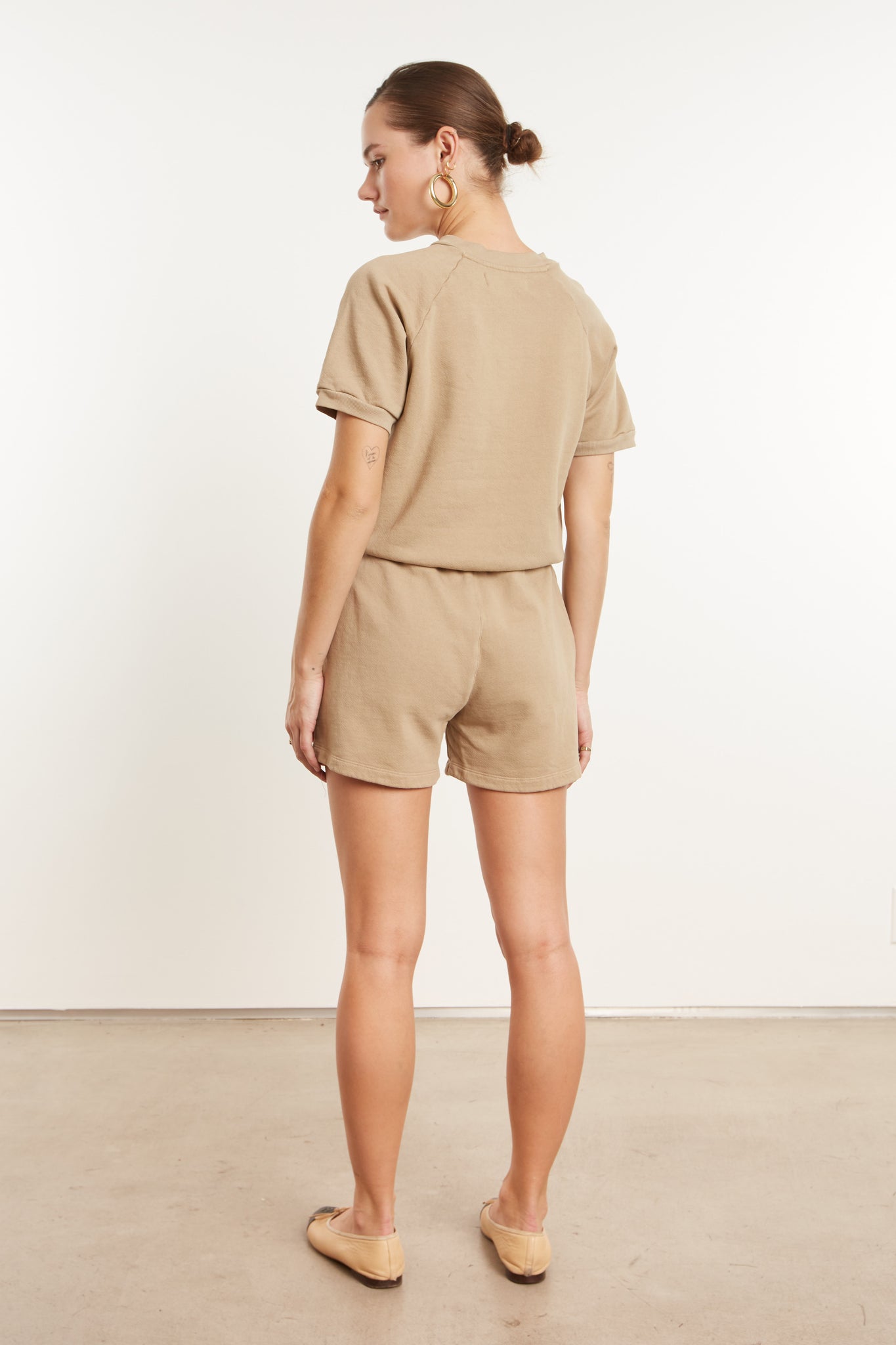 Khaki Cotton Raglan Sweatshorts