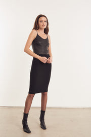 Black Crepe Pencil Skirt