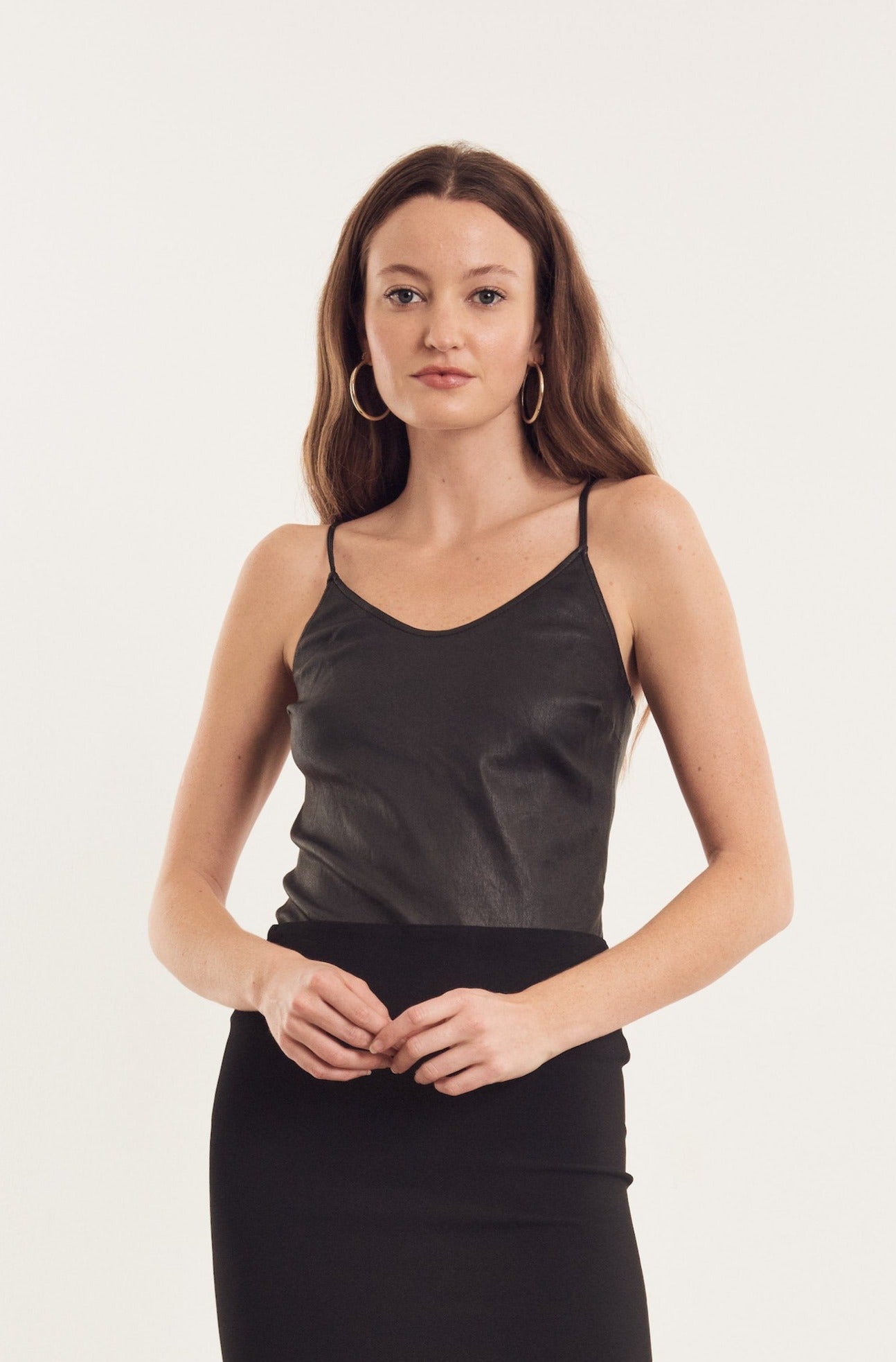 Leather Scoop Neck Cami