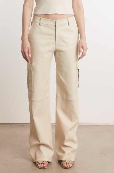 Off White Leather Baggy Cargo Trousers