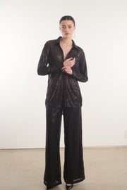 Black Sequin Wide Leg Pants