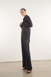 Black Sequin Wide Leg Pants