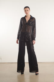 Black Sequin Wide Leg Pants