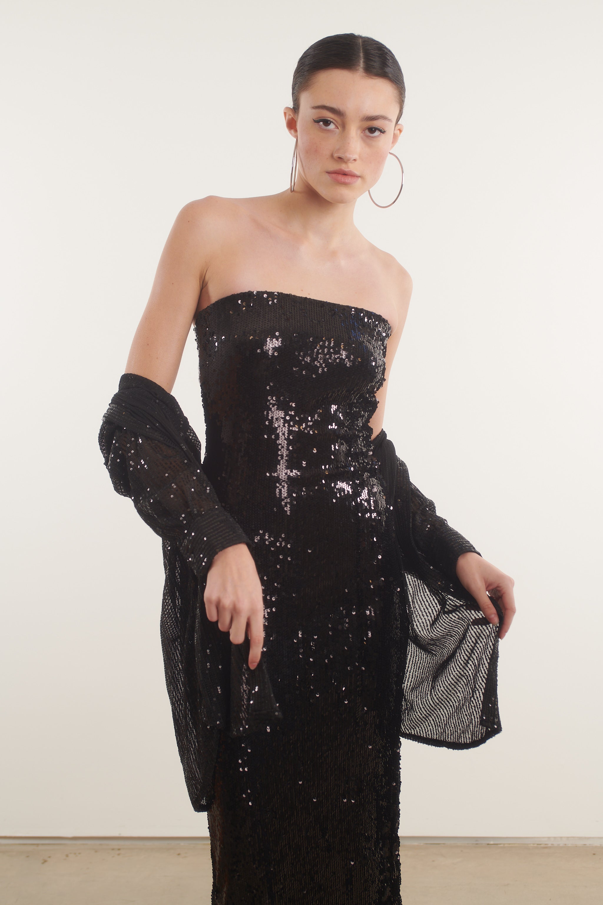 Black Sequin Tube Dress