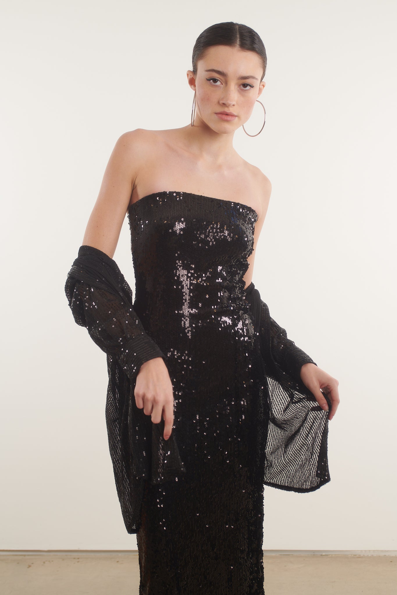 Black Sequin Tube Dress
