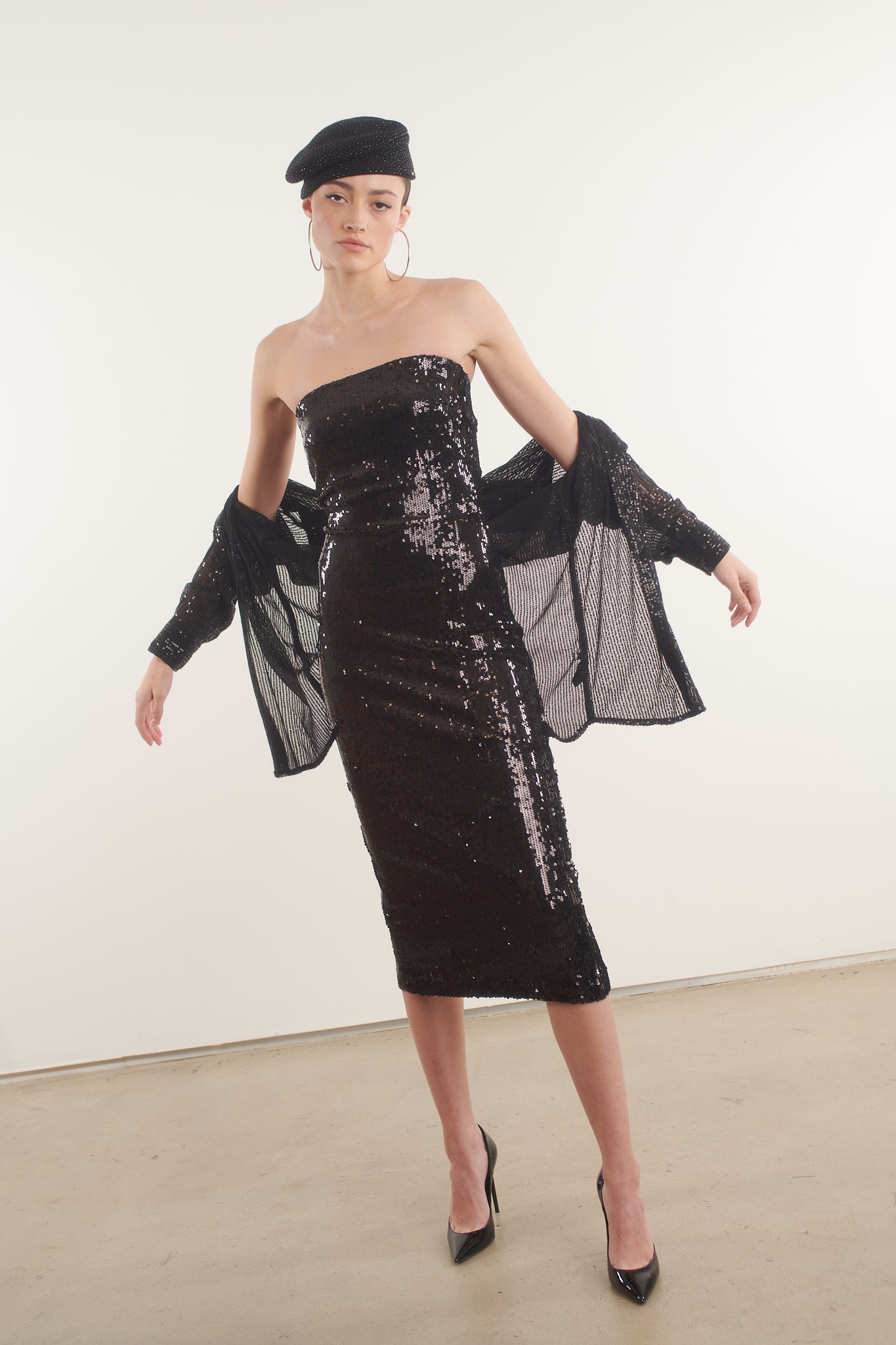 Black Sequin Tube Dress