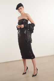 Black Sequin Tube Dress