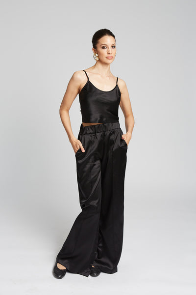 Black Silk Cropped Cami