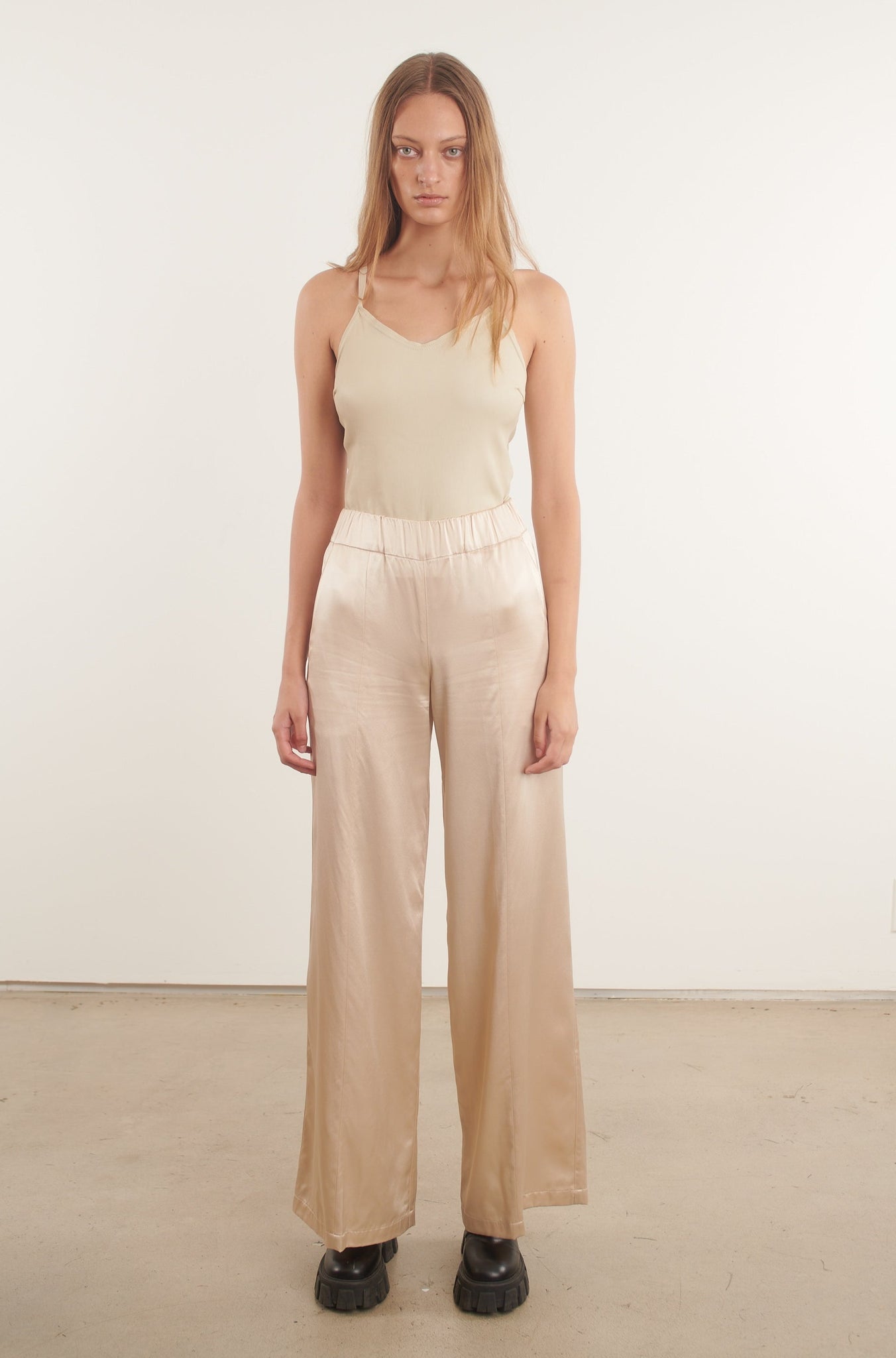 Ecru Leather Camisole Tank