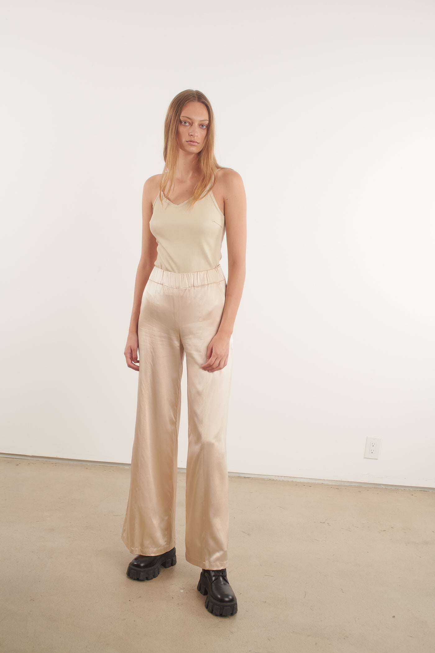 Ecru Leather Camisole Tank