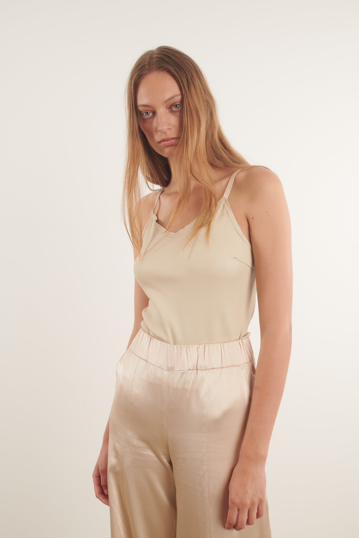 Ecru Leather Camisole Tank