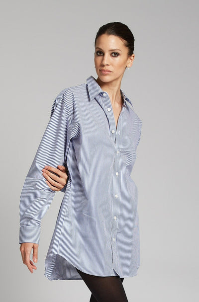 Royal Blue Striped Oversized Shirt