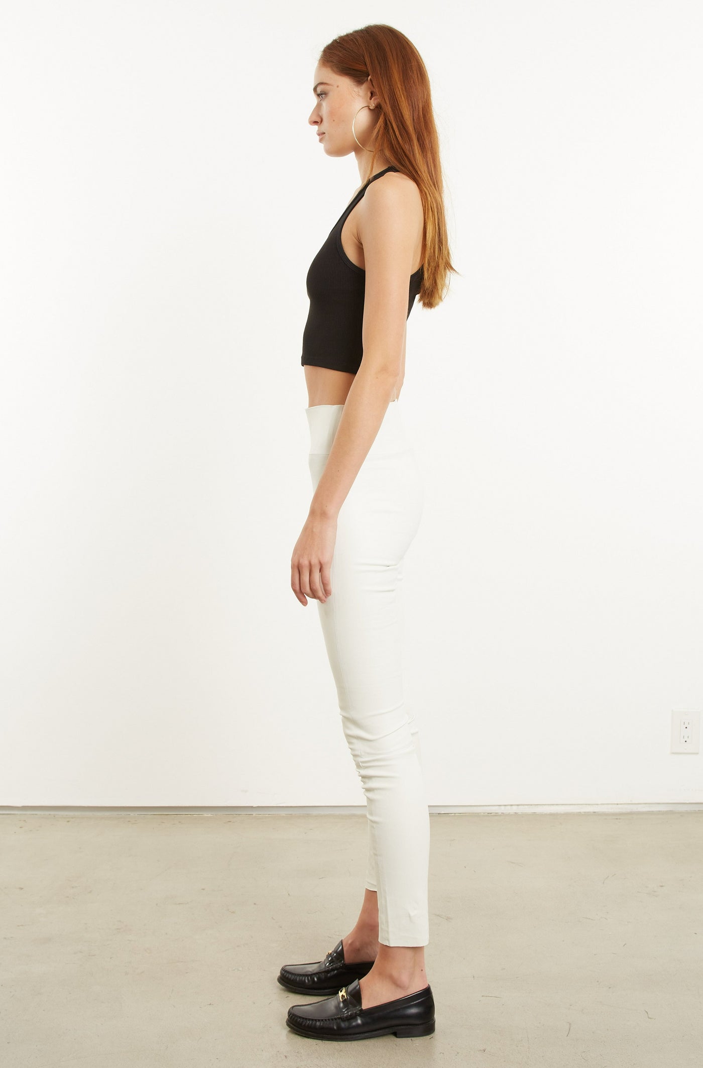 White Leather Ankle Leggings