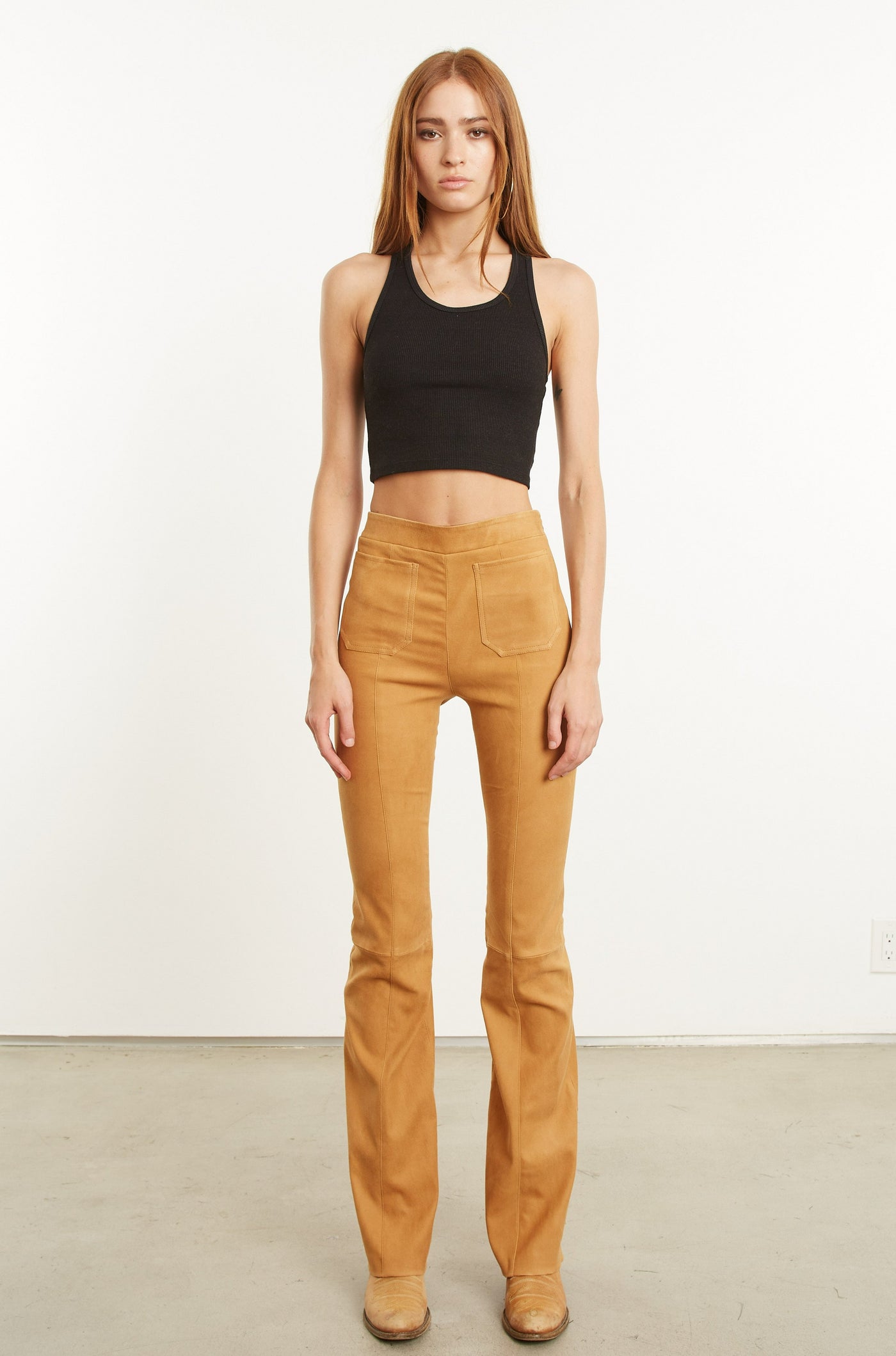Camel Suede Patch Pocket Super Flare