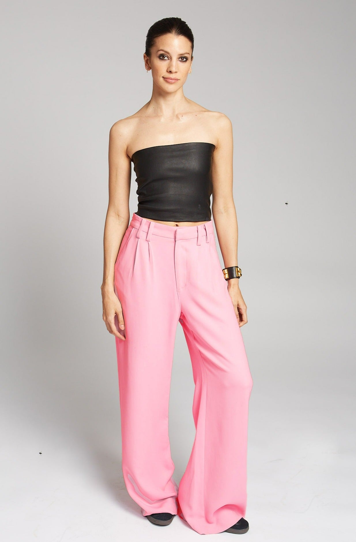 Rose Crepe Pleated Trousers