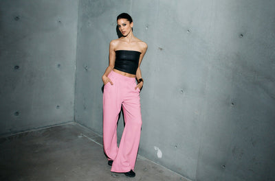 Rose Crepe Pleated Trousers