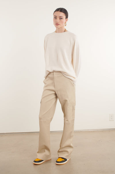Off White Leather Baggy Cargo Trousers