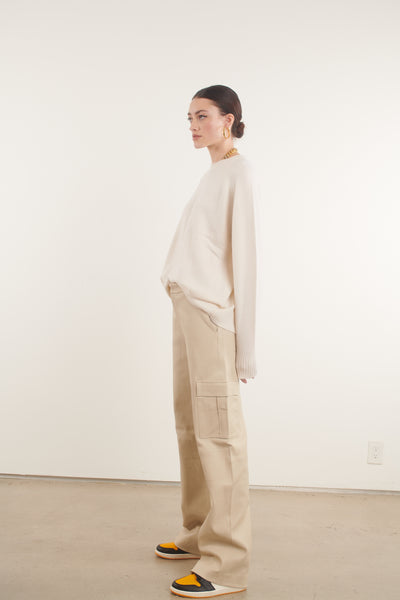 Off White Leather Baggy Cargo Trousers