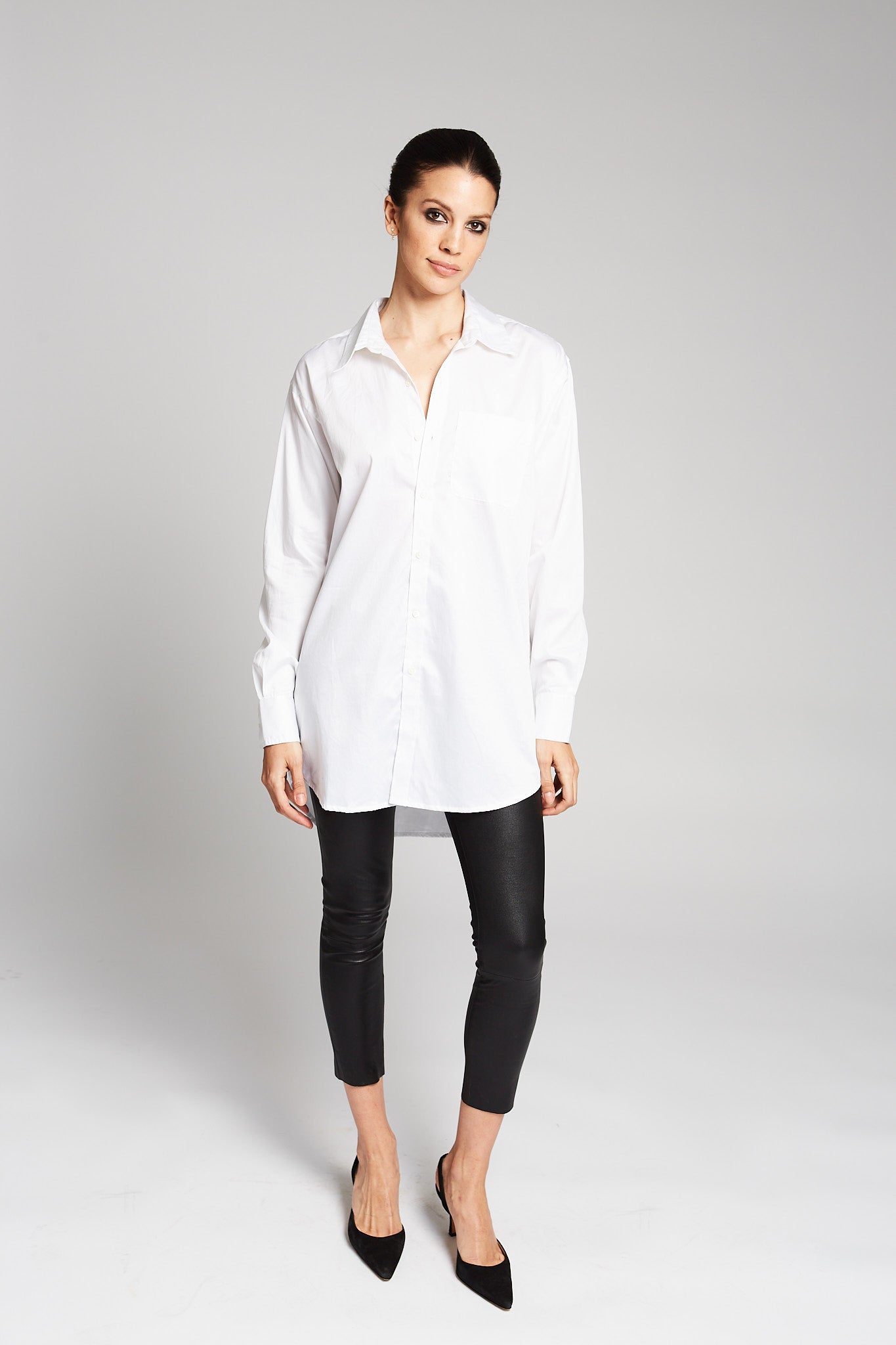 White Poplin Shirt with Pocket