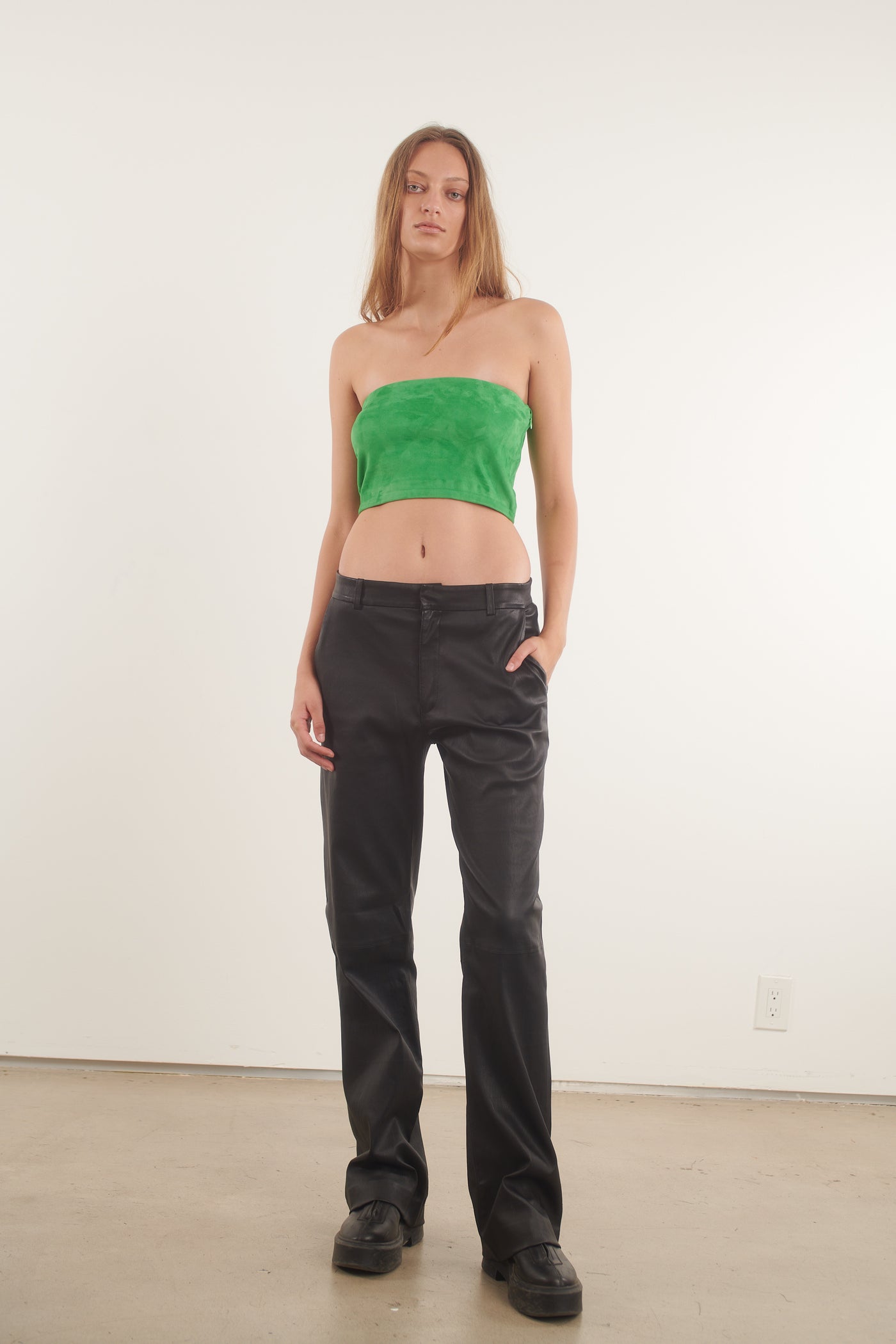 SPRWMN Kelly Green Suede Micro Tube Top - Women's Tops