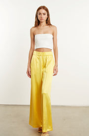 Silk Wide Leg Pintuck Pants