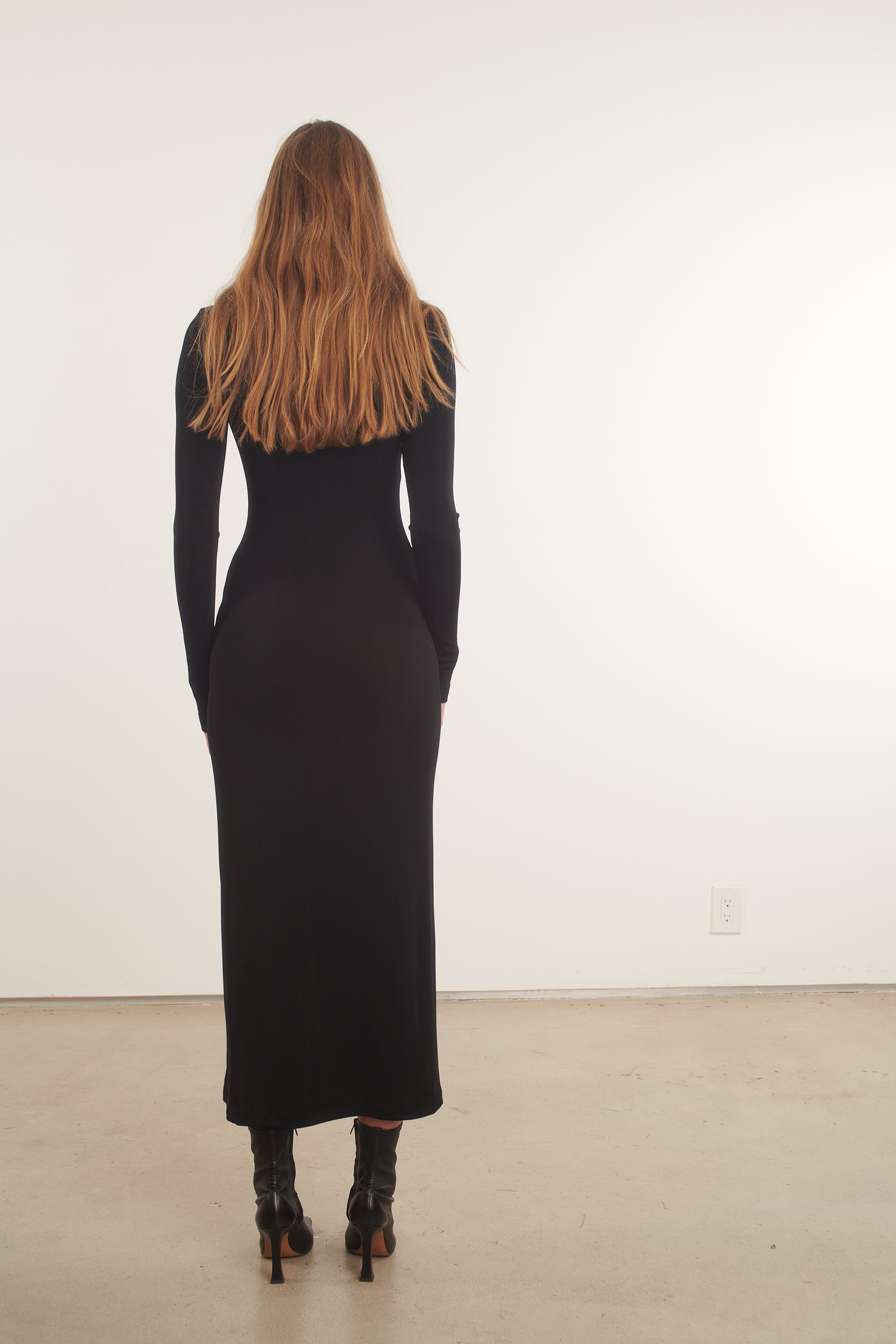 Black Slinky Mock Neck Maxi Dress