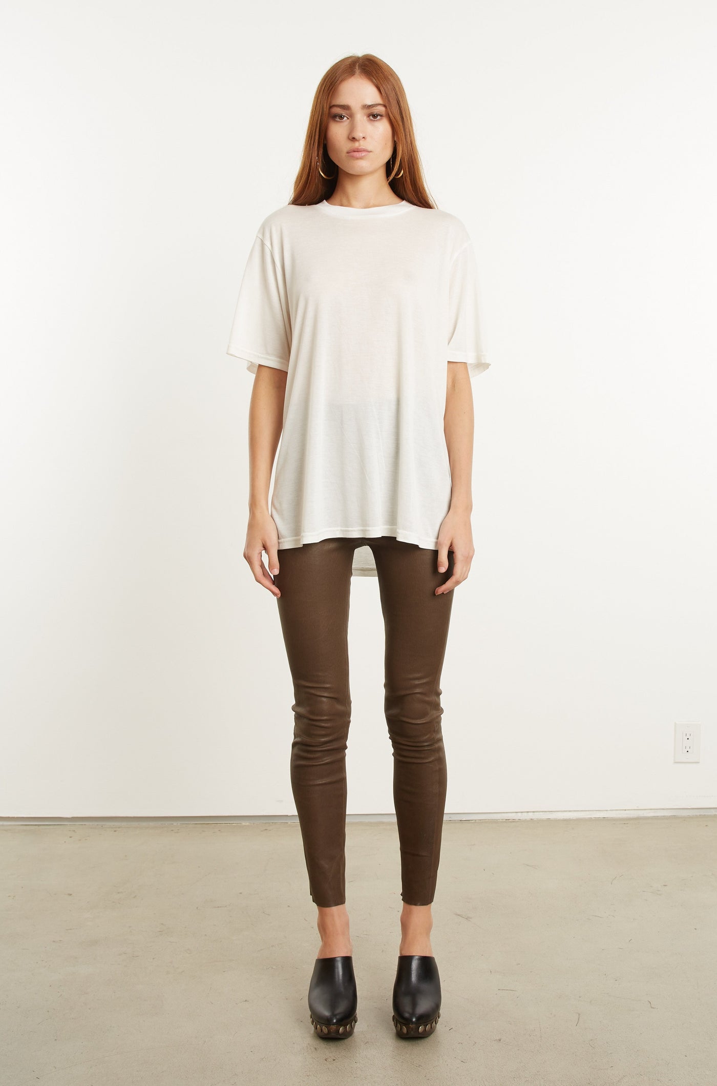 Loden Leather Ankle Leggings