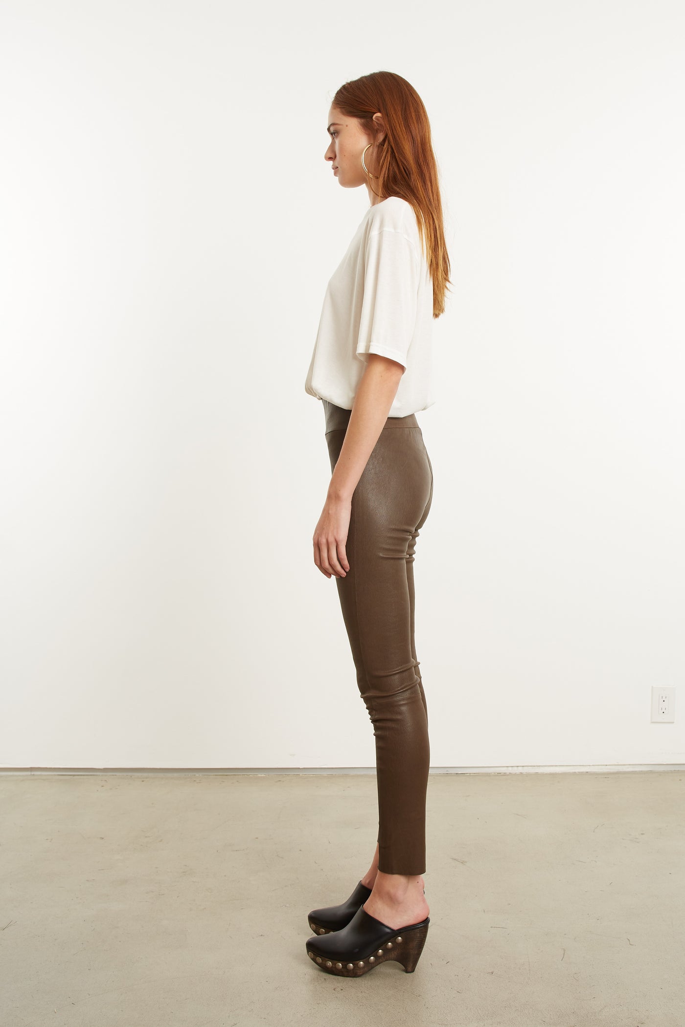 Loden Leather Ankle Leggings