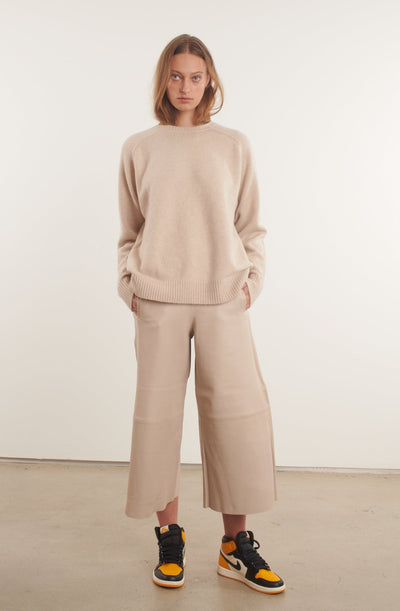 Off White Leather Culotte Pants