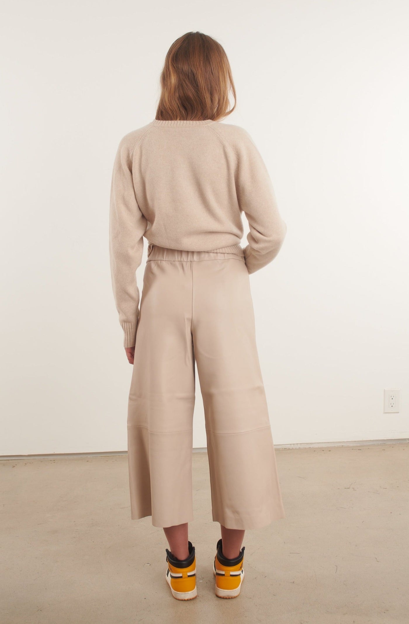 Off White Leather Culotte Pants