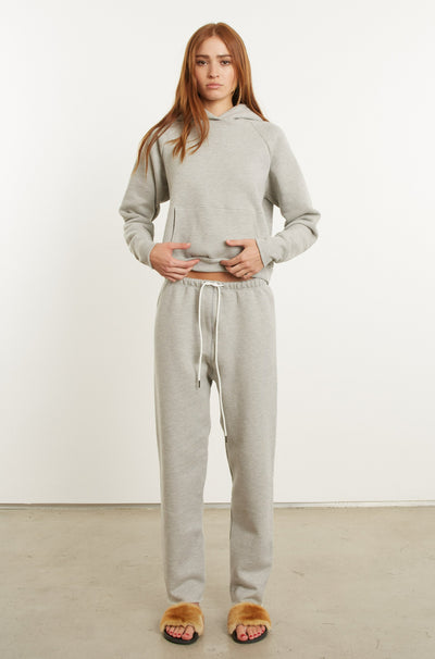 Heather Grey Cotton Logo Shrunken Hoodie