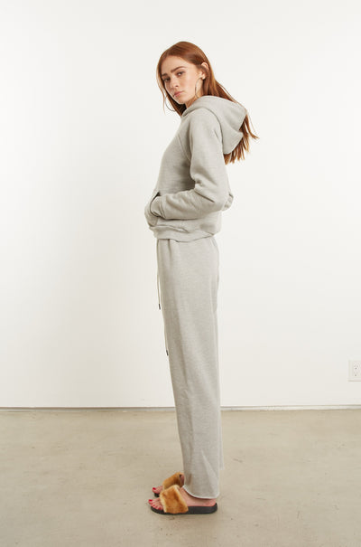 Heather Grey Cotton Logo Shrunken Hoodie