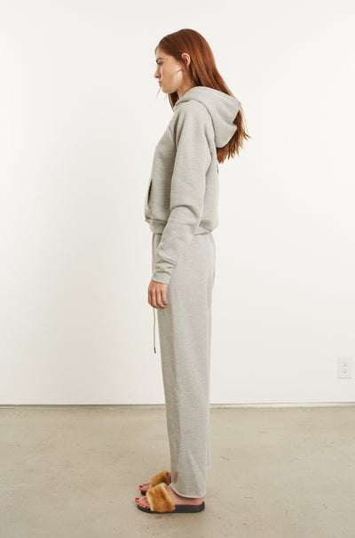 Heather Grey Cotton Logo Shrunken Hoodie