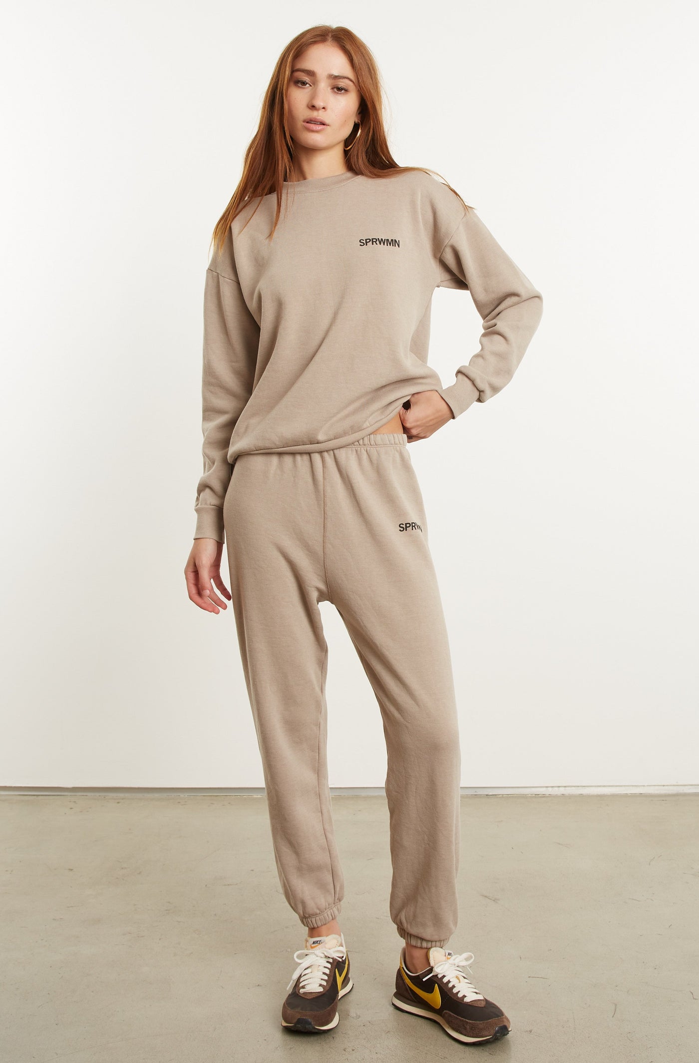 Khaki Fleece Tiny Logo Sweatshirt